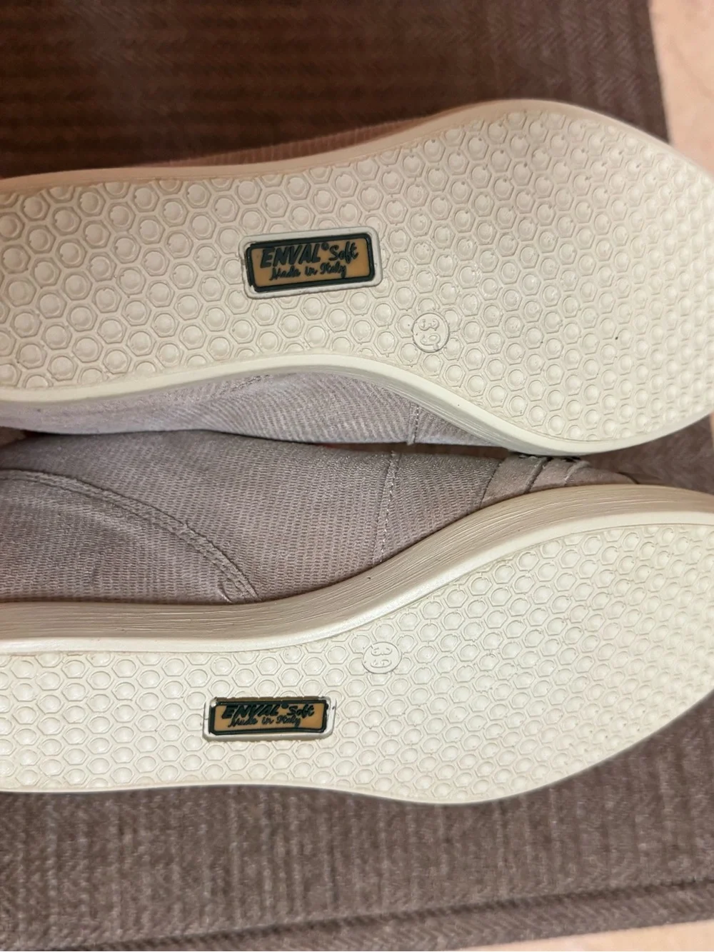 Women's Taupe Wedge Peep-Toe Flats Enval Made in Italy 39/8.5 women’s